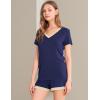 imageWiWi Viscose from Bamboo Pajamas Set for Women Soft Short Sleeve with Shorts Summer Plus Size Pjs Sets Sleepwear S4XAnavy