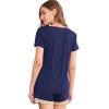 imageWiWi Viscose from Bamboo Pajamas Set for Women Soft Short Sleeve with Shorts Summer Plus Size Pjs Sets Sleepwear S4XAnavy