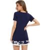 imageWiWi Viscose from Bamboo Pajamas Set for Women Soft Short Sleeve with Shorts Summer Plus Size Pjs Sets Sleepwear S4XAnavy Floral