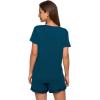 imageWiWi Viscose from Bamboo Pajamas Set for Women Soft Short Sleeve with Shorts Summer Plus Size Pjs Sets Sleepwear S4XApeacock Blue
