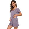 imageWiWi Viscose from Bamboo Pajamas Set for Women Soft Short Sleeve with Shorts Summer Plus Size Pjs Sets Sleepwear S4XAviolet