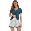 imageWiWi Viscose from Bamboo Pajamas Set for Women Soft Short Sleeve with Shorts Summer Plus Size Pjs Sets Sleepwear S4XAwhiteGreen Dots