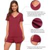 imageWiWi Viscose from Bamboo Pajamas Set for Women Soft Short Sleeve with Shorts Summer Plus Size Pjs Sets Sleepwear S4XAwine