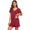 imageWiWi Viscose from Bamboo Pajamas Set for Women Soft Short Sleeve with Shorts Summer Plus Size Pjs Sets Sleepwear S4XAwine