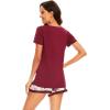 imageWiWi Viscose from Bamboo Pajamas Set for Women Soft Short Sleeve with Shorts Summer Plus Size Pjs Sets Sleepwear S4XAwine Flower