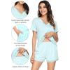 imageWiWi Viscose from Bamboo Pajamas Set for Women Soft Short Sleeve with Shorts Summer Plus Size Pjs Sets Sleepwear S4XBaqua