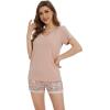 imageWiWi Viscose from Bamboo Pajamas Set for Women Soft Short Sleeve with Shorts Summer Plus Size Pjs Sets Sleepwear S4XBblushpinkFloral