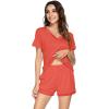 imageWiWi Viscose from Bamboo Pajamas Set for Women Soft Short Sleeve with Shorts Summer Plus Size Pjs Sets Sleepwear S4XBcoral