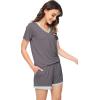 imageWiWi Viscose from Bamboo Pajamas Set for Women Soft Short Sleeve with Shorts Summer Plus Size Pjs Sets Sleepwear S4XBdark Grey