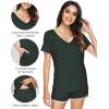 imageWiWi Viscose from Bamboo Pajamas Set for Women Soft Short Sleeve with Shorts Summer Plus Size Pjs Sets Sleepwear S4XBfence Green