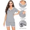 imageWiWi Viscose from Bamboo Pajamas Set for Women Soft Short Sleeve with Shorts Summer Plus Size Pjs Sets Sleepwear S4XBheather Grey