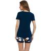 imageWiWi Viscose from Bamboo Pajamas Set for Women Soft Short Sleeve with Shorts Summer Plus Size Pjs Sets Sleepwear S4XBink Bluenavy Floral
