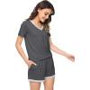 imageWiWi Viscose from Bamboo Pajamas Set for Women Soft Short Sleeve with Shorts Summer Plus Size Pjs Sets Sleepwear S4XBiron Grey