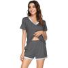 imageWiWi Viscose from Bamboo Pajamas Set for Women Soft Short Sleeve with Shorts Summer Plus Size Pjs Sets Sleepwear S4XBiron Grey