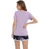 imageWiWi Viscose from Bamboo Pajamas Set for Women Soft Short Sleeve with Shorts Summer Plus Size Pjs Sets Sleepwear S4XBlight PurplenavyFloral