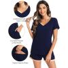 imageWiWi Viscose from Bamboo Pajamas Set for Women Soft Short Sleeve with Shorts Summer Plus Size Pjs Sets Sleepwear S4XBnavy