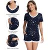 imageWiWi Viscose from Bamboo Pajamas Set for Women Soft Short Sleeve with Shorts Summer Plus Size Pjs Sets Sleepwear S4XBnavy Stars