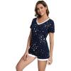 imageWiWi Viscose from Bamboo Pajamas Set for Women Soft Short Sleeve with Shorts Summer Plus Size Pjs Sets Sleepwear S4XBnavy Stars