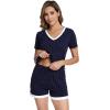imageWiWi Viscose from Bamboo Pajamas Set for Women Soft Short Sleeve with Shorts Summer Plus Size Pjs Sets Sleepwear S4XBnavyWhite Dots