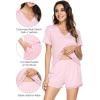 imageWiWi Viscose from Bamboo Pajamas Set for Women Soft Short Sleeve with Shorts Summer Plus Size Pjs Sets Sleepwear S4XBpink