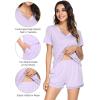 imageWiWi Viscose from Bamboo Pajamas Set for Women Soft Short Sleeve with Shorts Summer Plus Size Pjs Sets Sleepwear S4XBtaro Purple