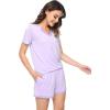 imageWiWi Viscose from Bamboo Pajamas Set for Women Soft Short Sleeve with Shorts Summer Plus Size Pjs Sets Sleepwear S4XBtaro Purple