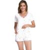 imageWiWi Viscose from Bamboo Pajamas Set for Women Soft Short Sleeve with Shorts Summer Plus Size Pjs Sets Sleepwear S4XBwhite Stars