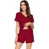 imageWiWi Viscose from Bamboo Pajamas Set for Women Soft Short Sleeve with Shorts Summer Plus Size Pjs Sets Sleepwear S4XBwine Red