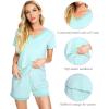 imageWiWi Viscose from Bamboo Pajamas Set for Women Soft Short Sleeve with Shorts Summer Plus Size Pjs Sets Sleepwear S4XCaqua