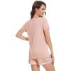 imageWiWi Viscose from Bamboo Pajamas Set for Women Soft Short Sleeve with Shorts Summer Plus Size Pjs Sets Sleepwear S4XCblushpink Flowers