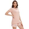imageWiWi Viscose from Bamboo Pajamas Set for Women Soft Short Sleeve with Shorts Summer Plus Size Pjs Sets Sleepwear S4XCblushpink Flowers