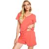 imageWiWi Viscose from Bamboo Pajamas Set for Women Soft Short Sleeve with Shorts Summer Plus Size Pjs Sets Sleepwear S4XCcoral