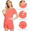 imageWiWi Viscose from Bamboo Pajamas Set for Women Soft Short Sleeve with Shorts Summer Plus Size Pjs Sets Sleepwear S4XCcoral