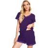 imageWiWi Viscose from Bamboo Pajamas Set for Women Soft Short Sleeve with Shorts Summer Plus Size Pjs Sets Sleepwear S4XCdark Purple