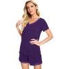 imageWiWi Viscose from Bamboo Pajamas Set for Women Soft Short Sleeve with Shorts Summer Plus Size Pjs Sets Sleepwear S4XCdark Purple