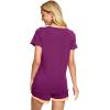 imageWiWi Viscose from Bamboo Pajamas Set for Women Soft Short Sleeve with Shorts Summer Plus Size Pjs Sets Sleepwear S4XCdark Reddish Purple
