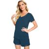 imageWiWi Viscose from Bamboo Pajamas Set for Women Soft Short Sleeve with Shorts Summer Plus Size Pjs Sets Sleepwear S4XCink Blue