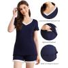 imageWiWi Viscose from Bamboo Pajamas Set for Women Soft Short Sleeve with Shorts Summer Plus Size Pjs Sets Sleepwear S4XCnavy