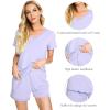 imageWiWi Viscose from Bamboo Pajamas Set for Women Soft Short Sleeve with Shorts Summer Plus Size Pjs Sets Sleepwear S4XCtaro Purple