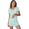 imageWiWi Viscose from Bamboo Pajamas Set for Women Soft Short Sleeve with Shorts Summer Plus Size Pjs Sets Sleepwear S4XDaqua