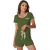 imageWiWi Viscose from Bamboo Pajamas Set for Women Soft Short Sleeve with Shorts Summer Plus Size Pjs Sets Sleepwear S4XDarmy Green