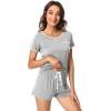 imageWiWi Viscose from Bamboo Pajamas Set for Women Soft Short Sleeve with Shorts Summer Plus Size Pjs Sets Sleepwear S4XDash Grey
