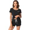 imageWiWi Viscose from Bamboo Pajamas Set for Women Soft Short Sleeve with Shorts Summer Plus Size Pjs Sets Sleepwear S4XDblack