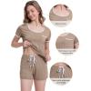 imageWiWi Viscose from Bamboo Pajamas Set for Women Soft Short Sleeve with Shorts Summer Plus Size Pjs Sets Sleepwear S4XDcamel