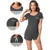 imageWiWi Viscose from Bamboo Pajamas Set for Women Soft Short Sleeve with Shorts Summer Plus Size Pjs Sets Sleepwear S4XDcharcoal