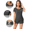 imageWiWi Viscose from Bamboo Pajamas Set for Women Soft Short Sleeve with Shorts Summer Plus Size Pjs Sets Sleepwear S4XDcharcoal Heather
