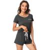 imageWiWi Viscose from Bamboo Pajamas Set for Women Soft Short Sleeve with Shorts Summer Plus Size Pjs Sets Sleepwear S4XDcharcoal Heather