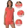imageWiWi Viscose from Bamboo Pajamas Set for Women Soft Short Sleeve with Shorts Summer Plus Size Pjs Sets Sleepwear S4XDcoral