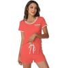 imageWiWi Viscose from Bamboo Pajamas Set for Women Soft Short Sleeve with Shorts Summer Plus Size Pjs Sets Sleepwear S4XDcoral
