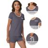 imageWiWi Viscose from Bamboo Pajamas Set for Women Soft Short Sleeve with Shorts Summer Plus Size Pjs Sets Sleepwear S4XDdark Grey
